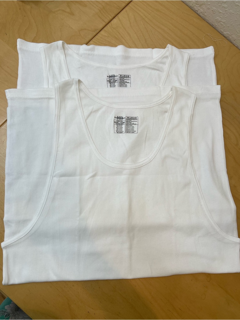 Harbor Bay White Mens Tank Top - Double Pack Ribbed Undershirts